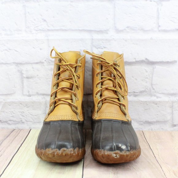 Vintage! LL Bean Brown Leather Unlined Maine Hunting Duck Boots Size 8 M - Picture 4 of 11